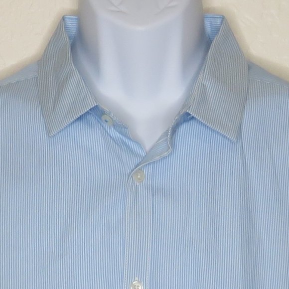 H&M* Men's Long Sleeve Button Down Curved Hem Striped Dress Shirt~ Size XL - Picture 3 of 11